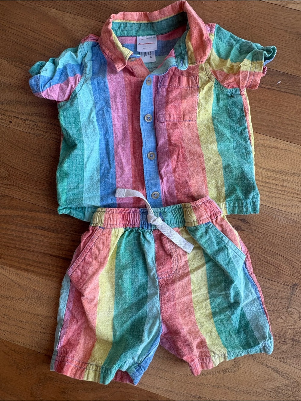 Rainbow Striped Cotton Hanna Anderson Two-Piece Set - Multicolor